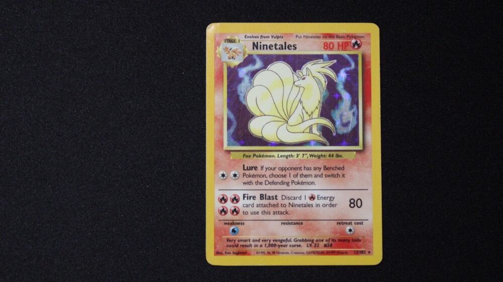 Pokemon Card Ninetales 12/102 Base Set Vintage Holo Rare LP Excellent WOTC